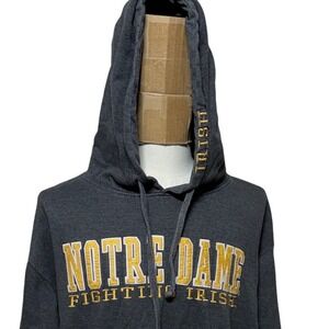 Notre Dame Hoodie Mens 2XL Gray Fighting Irish Raised Letters Blue 84